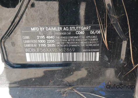 2009 Mercedes-Benz E 350 z USA, uszkodzony, nr VIN WDBUF56XX9B362869